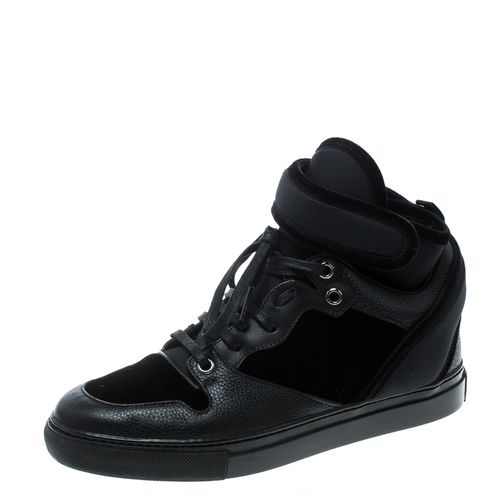 Balenciaga Black Velvet and Leather High Top Sneakers Size 37 - Balenciaga - Modalova