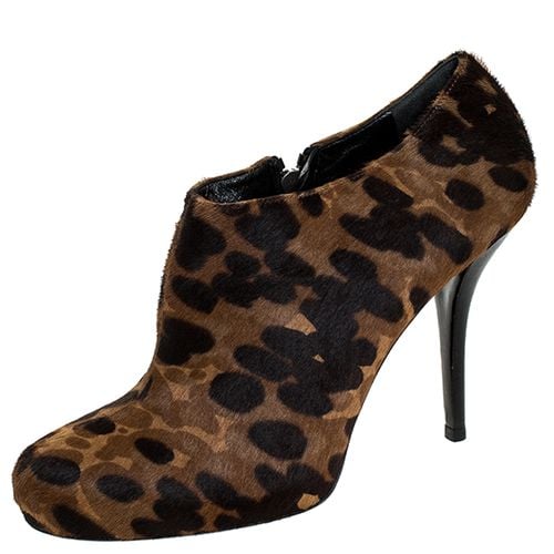 Balenciaga Brown/Black Leopard Print Calfhair Zip Booties Size 39 - Balenciaga - Modalova