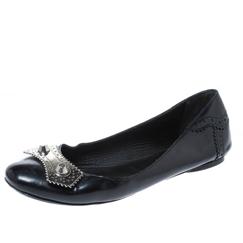 Balenciaga Black Brogue Glossy Leather Metal Arena Ballet Flats Size 36 - Balenciaga - Modalova