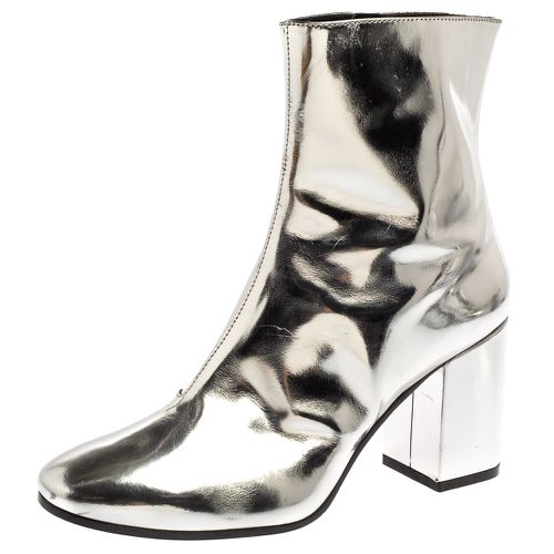 Balenciaga Metallic Silver Patent Leather Ankle Boots Size 37 - Balenciaga - Modalova