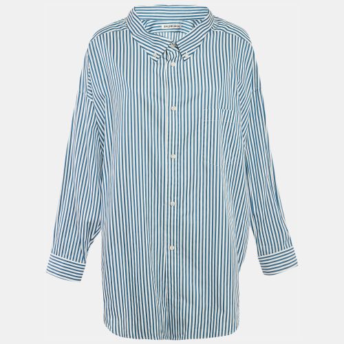 Balenciaga Blue Stripe Cotton Poplin Swing Shirt S - Balenciaga - Modalova