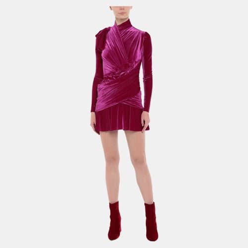 Balenciaga Pink Velvet Ruched Mini Dress XS (FR 34) - Balenciaga - Modalova