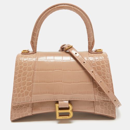 Croc Embossed Leather Small Hourglass Top Handle Bag - Balenciaga - Modalova