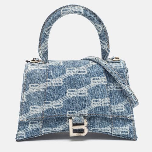 Balenciaga Light Blue BB Monogram Denim Small Hourglass Top Handle Bag - Balenciaga - Modalova