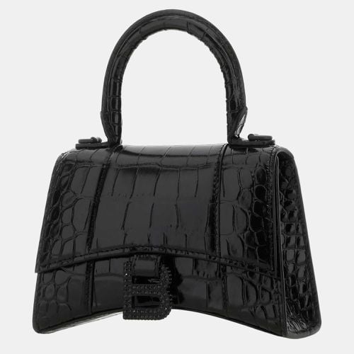 Balenciaga Black Leather Xs Hourglass Handbag - Balenciaga - Modalova