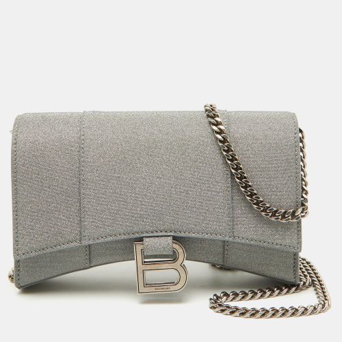 Balenciaga Grey Glitter Fabric XS Hourglass Wallet on Chain - Balenciaga - Modalova