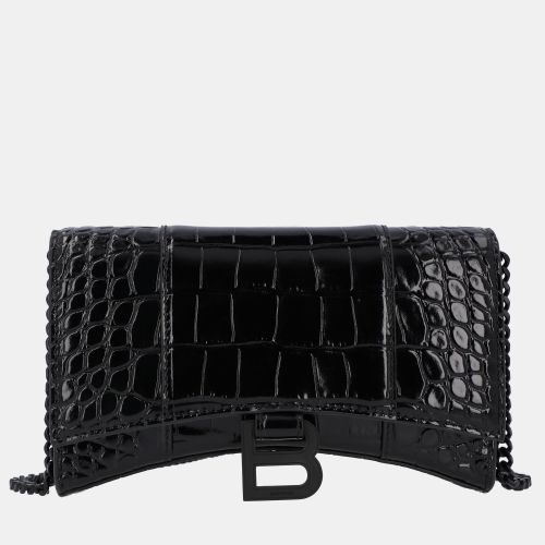 Crocodile Embossed Hourglass Wallet on Chain - Balenciaga - Modalova