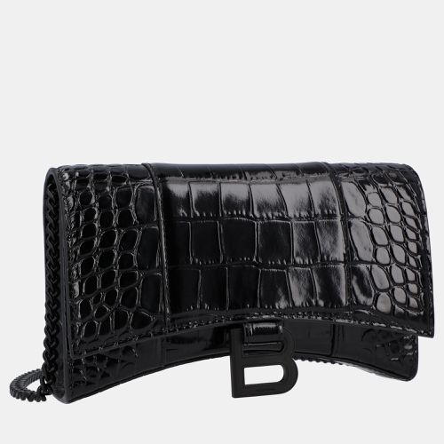 Croc Embossed Leather Hourglass Wallet on Chain - Balenciaga - Modalova