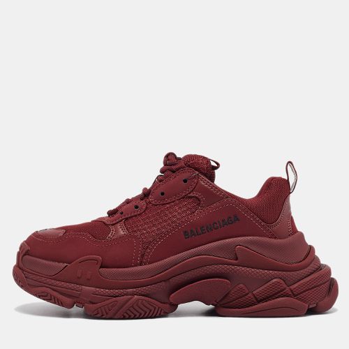 Balenciaga Burgundy Faux Leather and Mesh Triple S Sneakers Size 37 - Balenciaga - Modalova