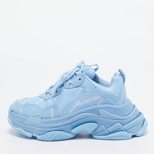 Balenciaga Blue Faux Leather Triple S Low Top Sneakers Size 36 - Balenciaga - Modalova