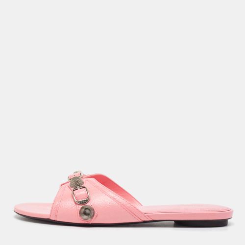 Balenciaga Pink Leather Le Cagole Flat Slides Size 38 - Balenciaga - Modalova