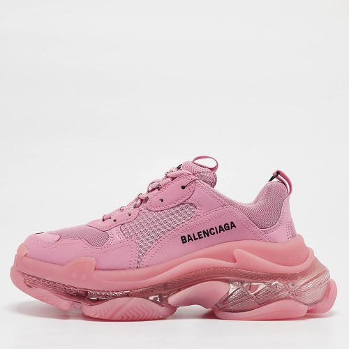 Balenciaga Pink Faux Leather and Mesh Triple S Clear Sole Low Top Sneakers Size 38 - Balenciaga - Modalova