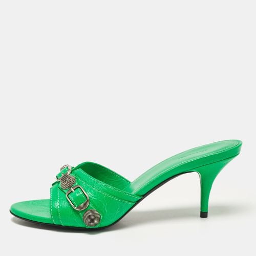 Balenciaga Green Leather Le Cagole Studded Slide Sandals Size 36 - Balenciaga - Modalova