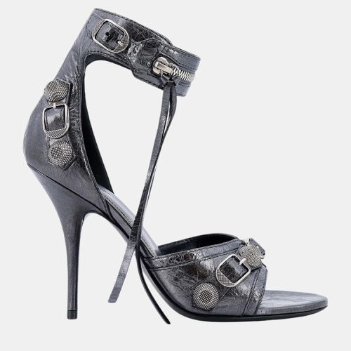 Balenciaga Grey Aged Leather Cagole Sandals EU 41 - Balenciaga - Modalova