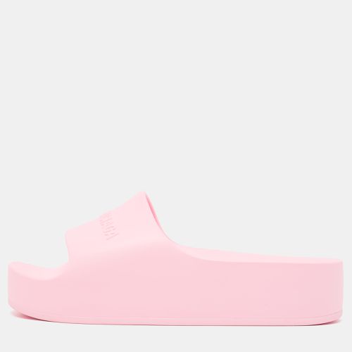 Balenciaga Pink Rubber Logo Chunky Slides Size 40 - Balenciaga - Modalova