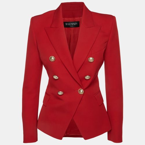 Wool Double Breasted Blazer S - Balmain - Modalova