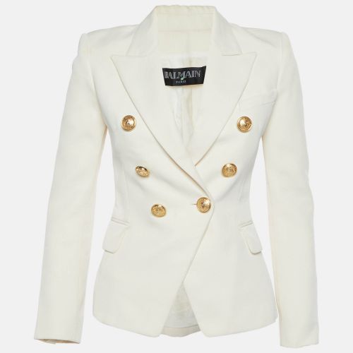 Linen Blend Double Breasted Jacket S - Balmain - Modalova