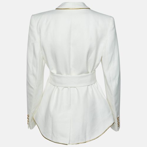 Canvas Belted Double Breasted Blazer L - Balmain - Modalova