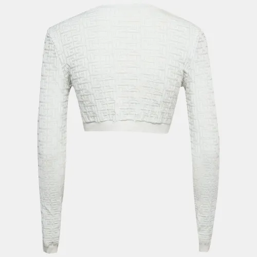 Pale FF Pattern Jacquard Knit Cropped Top S - Balmain - Modalova