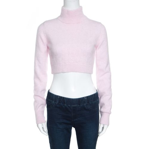 Balmain Pale Pink Wool Cropped High Neck Sweater S - Balmain - Modalova