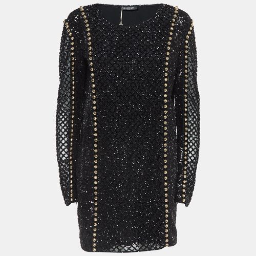 Balmain Black Embellished Tulle Mini Dress M - Balmain - Modalova