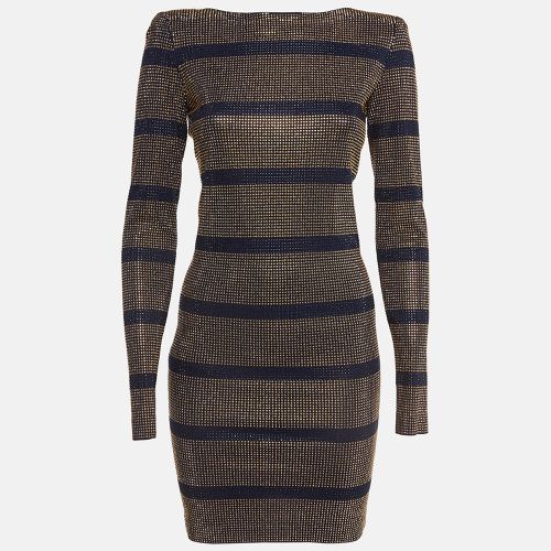 Balmain Blue/Gold Studded Stripe Jersey Mini Dress M - Balmain - Modalova