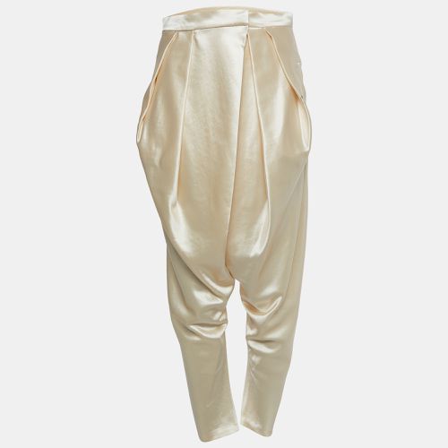 Balmain Cream Wool & Silk Pleated and Draped Trousers M - Balmain - Modalova