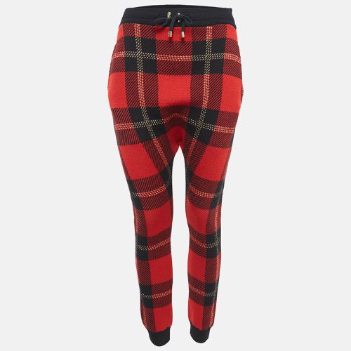 Burberry Red Tartan Lurex and Wool Wool Knit Sweatpants XS - Balmain - Modalova