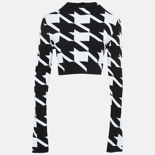 Balmain Black/White Houndstooth Patterned Knit Zip-Up Cardigan M - Balmain - Modalova