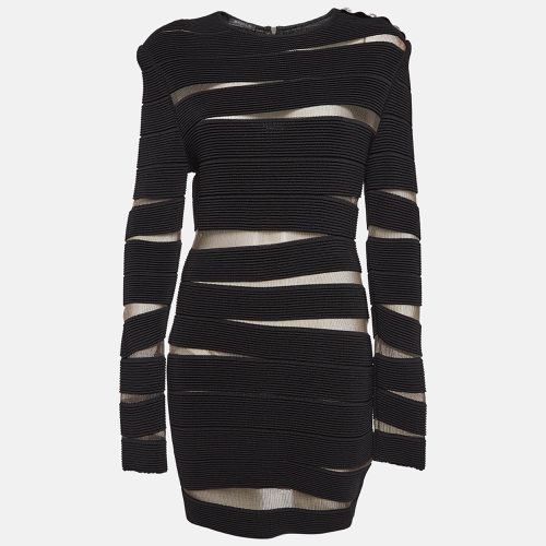 Balmain Black Open Knit Long Sleeve Mini Dress L - Balmain - Modalova