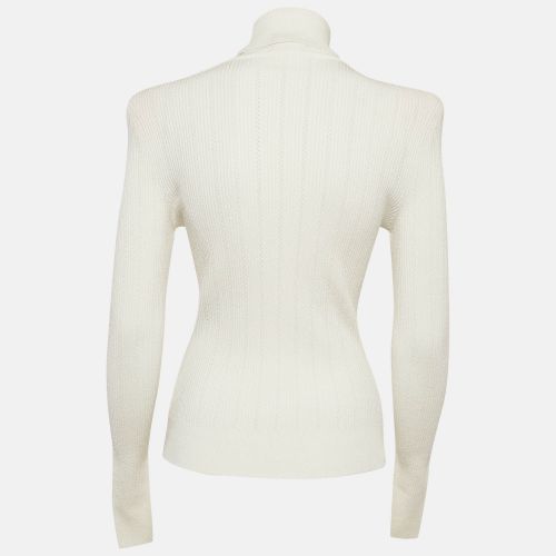 Rib Knit Structured Shoulders Turtleneck Sweater M - Balmain - Modalova