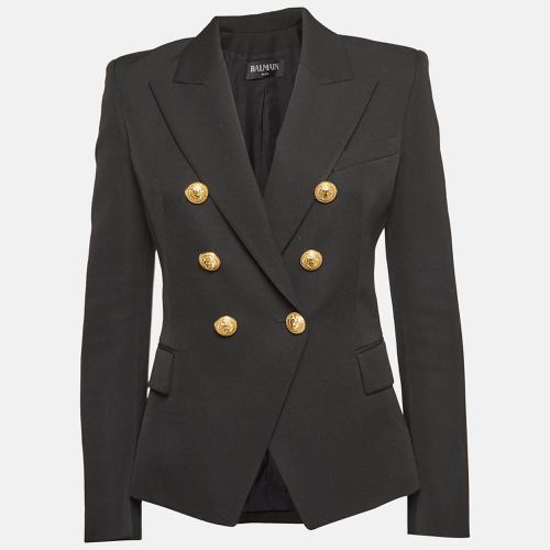 Balmain Black Gabardine Double Breasted Blazer M - Balmain - Modalova