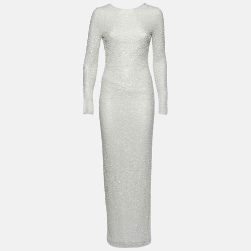 Balmain White Sequin & Bead Embellished Mesh Gown S - Balmain - Modalova