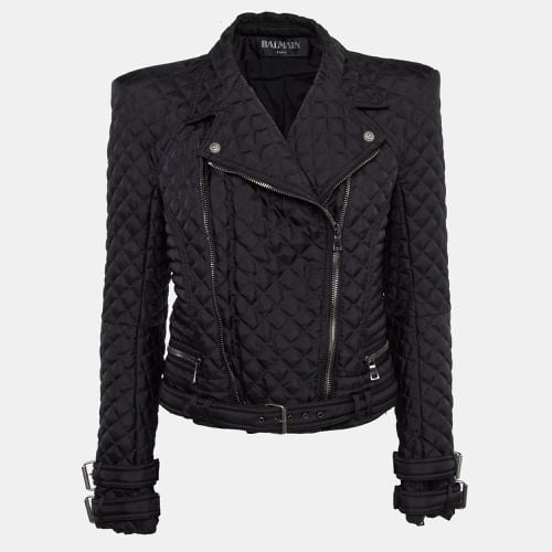 Balmain Black Synthetic Quilted Biker Jacket L - Balmain - Modalova