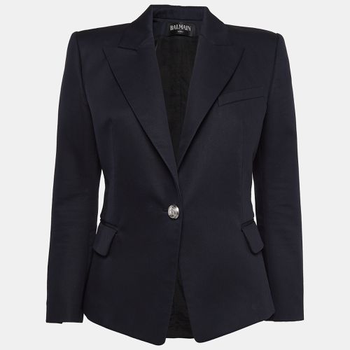 Balmain Navy Blue Cotton Single Breasted Blazer L - Balmain - Modalova