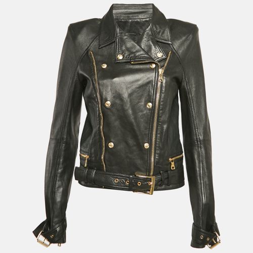 Balmain Black Leather Zip-Up Biker Jacket M - Balmain - Modalova