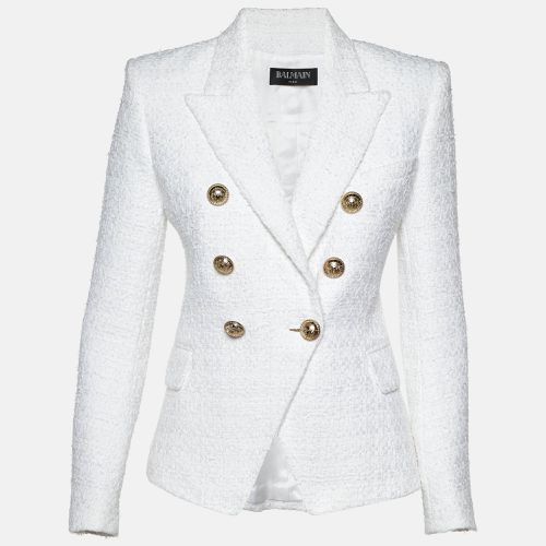 Balmain White Tweed Double Breasted Blazer S - Balmain - Modalova