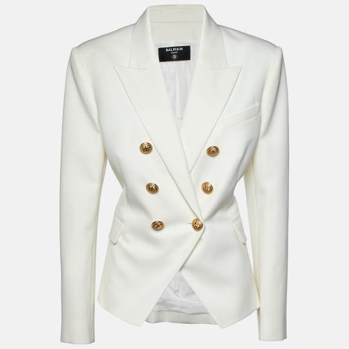 Balmain Ivory Wool Double Breasted Blazer XL - Balmain - Modalova