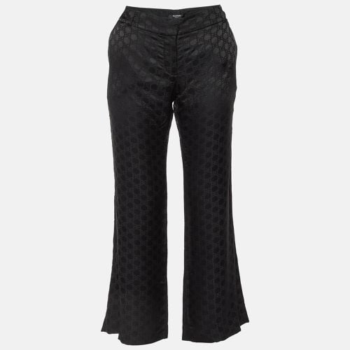 Balmain Black Logo Jacquard Silk Blend Palazzo Pants L - Balmain - Modalova