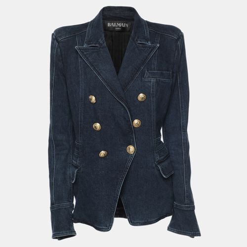 Balmain Navy Blue Denim Double Breasted Blazer L - Balmain - Modalova