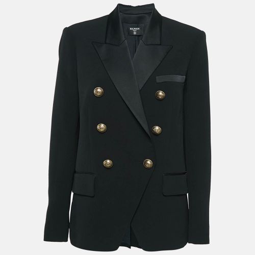 Balmain Black Crepe Grain-de-poudre Button Detail Blazer S - Balmain - Modalova