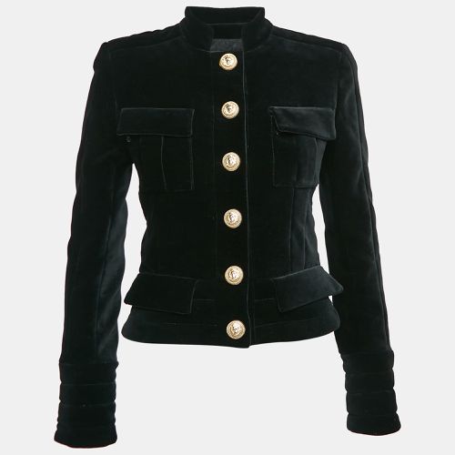 Balmain Black Velvet Button Detail Single Breasted Jacket S - Balmain - Modalova