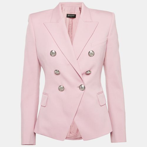 Balmain Pink Gabardine Double Breasted Blazer M - Balmain - Modalova