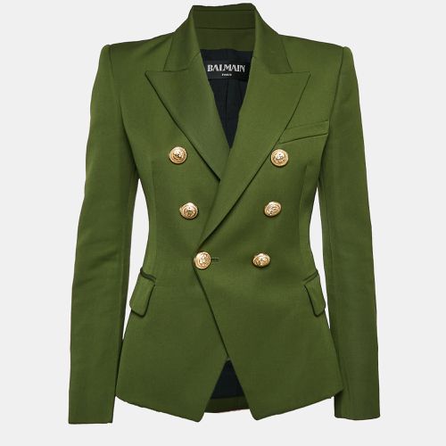 Balmain Green Gabardine Wool Double-Breasted Blazer S - Balmain - Modalova