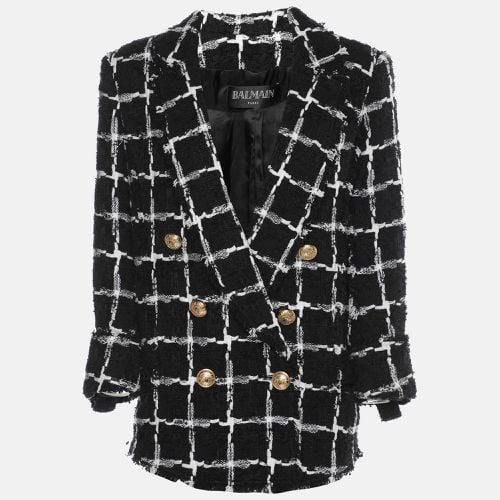 Balmain Black/White Tweed Double Breasted Blazer L - Balmain - Modalova