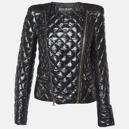 Balmain Black Nylon Zip-Up Quilted Down Jacket M - Balmain - Modalova