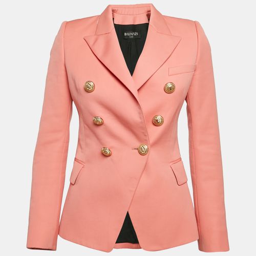 Balmain Peach Pink Wool Double Breasted Button Detail Blazer S - Balmain - Modalova