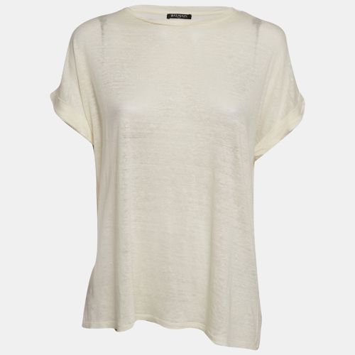 Balmain Cream Linen Knit Short Sleeve Top L - Balmain - Modalova