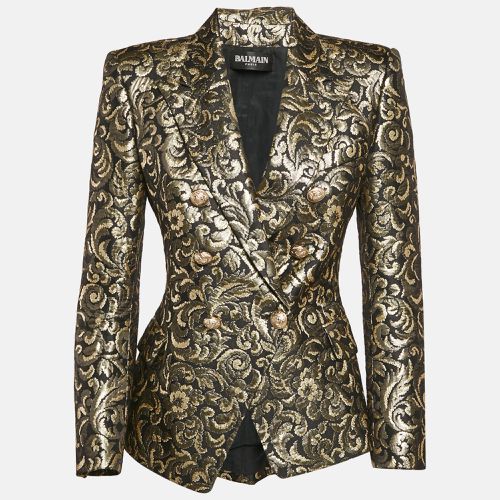 Balmain Black/Gold Brocade Double Breasted Blazer M - Balmain - Modalova