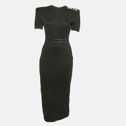 Balmain Black Pique Knit Bodycon Midi Dress M - Balmain - Modalova